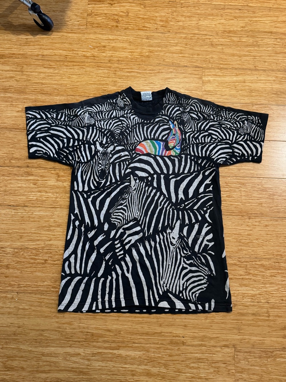 Vintage 1993 Liquid Blue Greg Genrich black white zebra tee